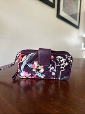 Vera Bradley Plum Quilted Floral Wristlet Wallet